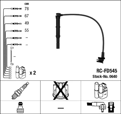 Комплект проводів високої напруги, Ngk RCFD545