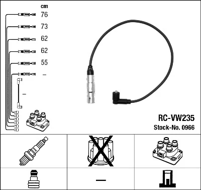 Комплект проводів високої напруги, Ngk RCVW235