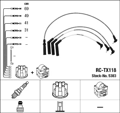 Комплект проводів високої напруги, TOYOTA STARLET III 89-96, Ngk RCTX118