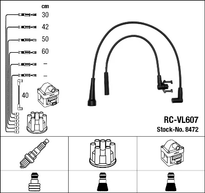 Комплект проводів високої напруги, Ngk RCVL607