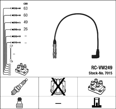 7015  (RC-VW249)  NGK - Комплект проводів запалювання