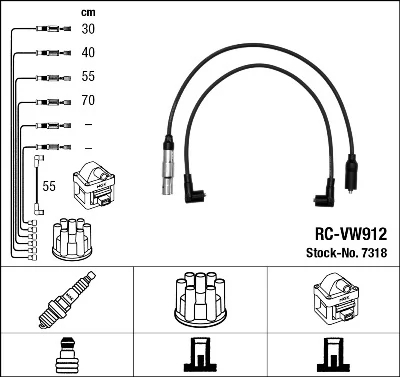 Комплект проводів високої напруги, Ngk RCVW912