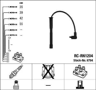 Комплект проводів високої напруги, Ngk RCRN1204