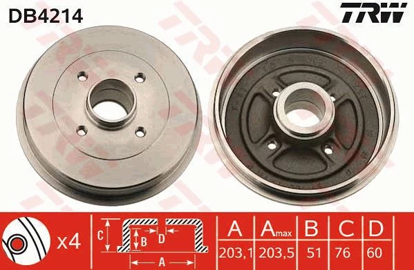 Гальмівний барабан, Trw DB4214