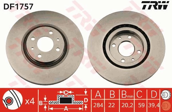 Гальмівний диск, Trw DF1757