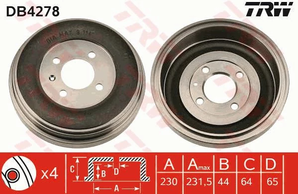 Гальмівний барабан, Trw DB4278