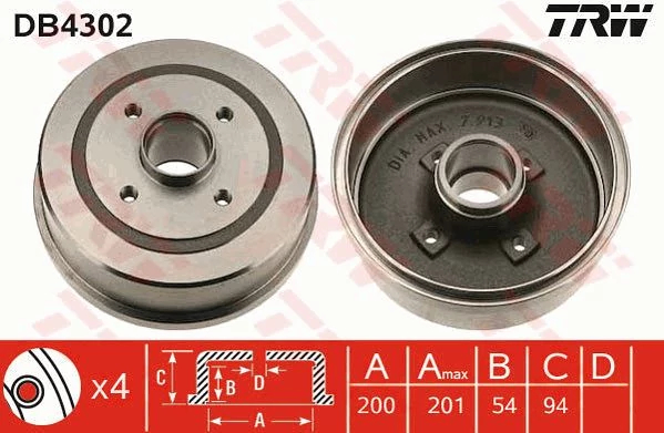 Гальмівний барабан, Trw DB4302