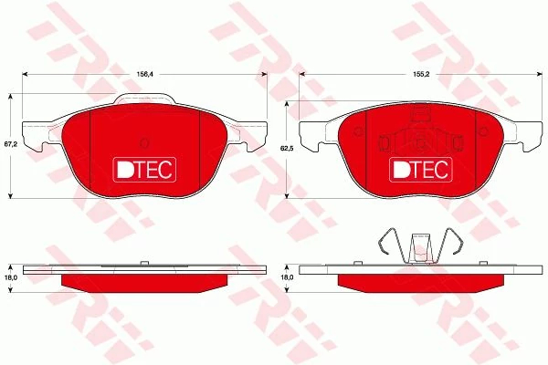 Комплект гальмівних накладок, дискове гальмо, Trw GDB1583DTE