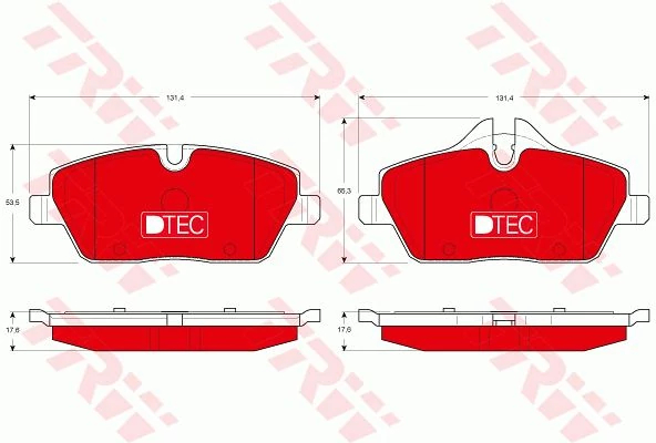 Комплект гальмівних накладок, дискове гальмо, Trw GDB1611DTE