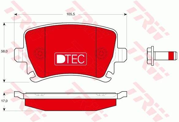 Комплект гальмівних накладок, дискове гальмо, Trw GDB1622DTE