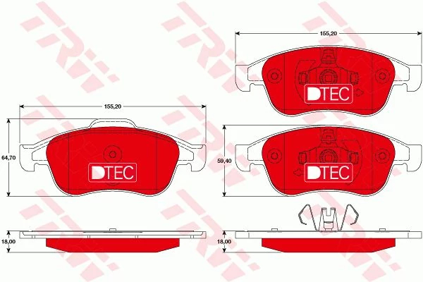 Комплект гальмівних накладок, дискове гальмо, Trw GDB1789DTE