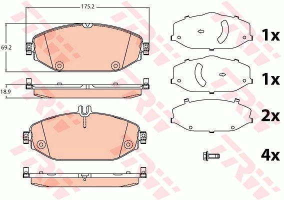 Комплект гальмівних накладок, дискове гальмо, Trw GDB2097