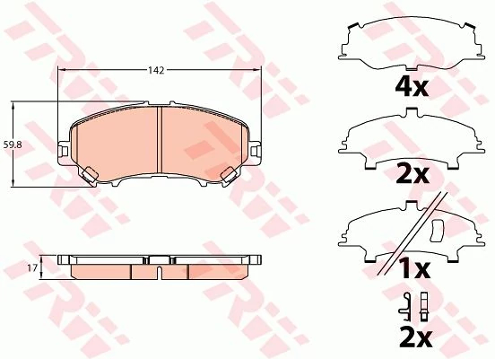 Комплект гальмівних накладок, дискове гальмо, Trw GDB3648