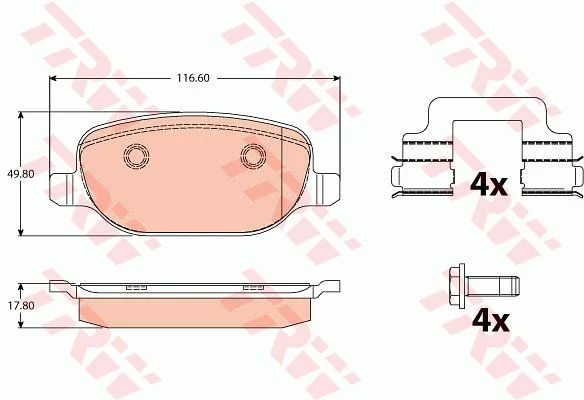 Комплект гальмівних накладок, дискове гальмо, Trw GDB2129