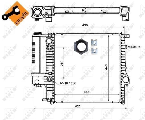 Радіатор, система охолодження двигуна, Nrf 50565