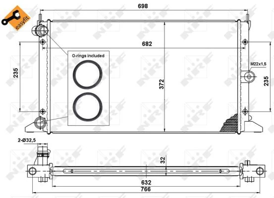 Радіатор, система охолодження двигуна, Vw Sharan 1.8 T, Nrf 50592