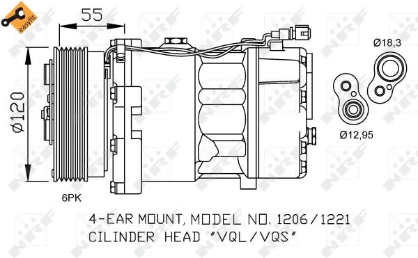 Компресор, система кондиціонування повітря, AUDI A3 96-, Nrf 32064