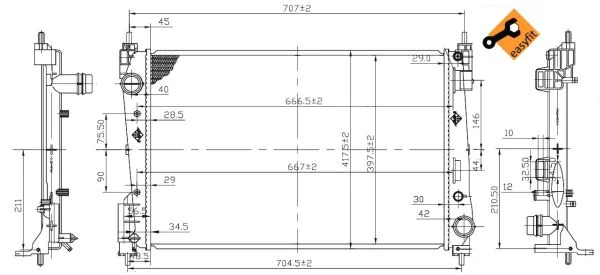 Радіатор, система охолодження двигуна, Nrf 53455