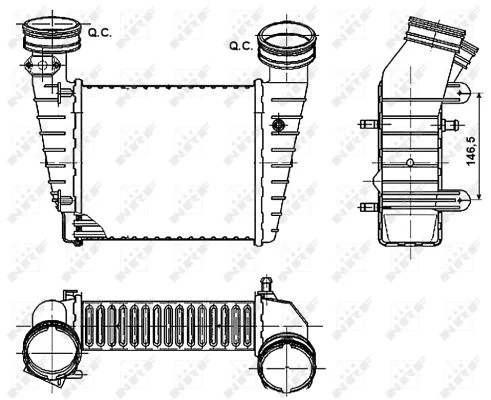 Охолоджувач наддувального повітря, VAG Superb/Passat 1.8T AWT 2001-, Nrf 30147A