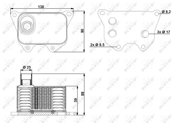 Охолоджувач оливи, моторна олива, AUDI A3, A4 ALLROAD B8,SKODA OCTAVIA II, SUPERB II, YETI 1.8-2.0H 09.04-, Nrf 31173