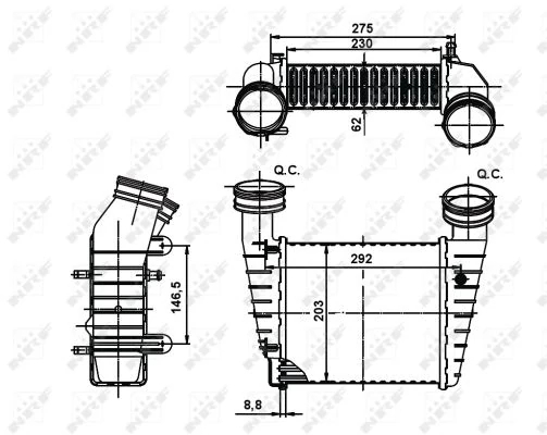 Охолоджувач наддувального повітря, VAG Superb/Passat 1.9Tdi/2.0Tdi 2001-, Nrf 30138A