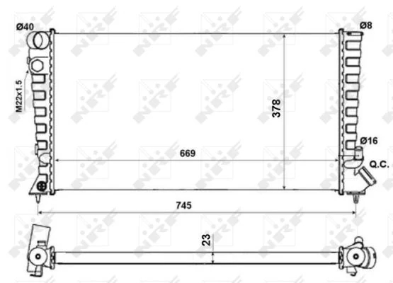 Радіатор, система охолодження двигуна, Nrf 58189A