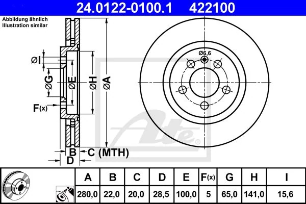 Гальмівний диск, Ate 24.0122-0100.1