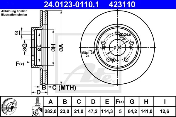 Гальмівний диск, Ate 24.0123-0110.1