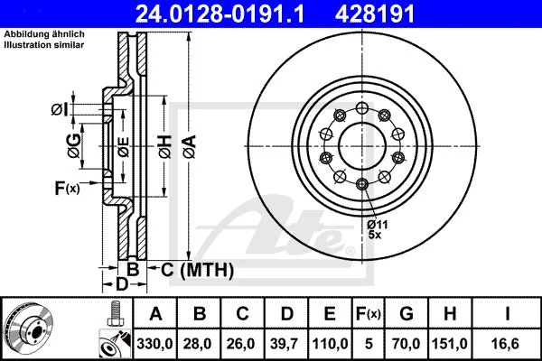 Гальмівний диск, Ate 24.0128-0191.1