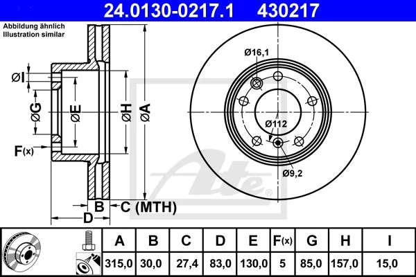 Гальмівний диск, Ate 24.0130-0217.1