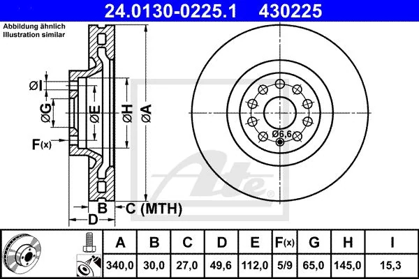 Гальмівний диск, Ate 24.0130-0225.1