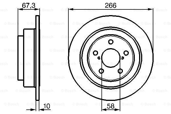 Гальмівний диск, повн., 266мм, кількість отворів 5, SUBARU Forester, Impreza, Legacy R, Bosch 0986478799