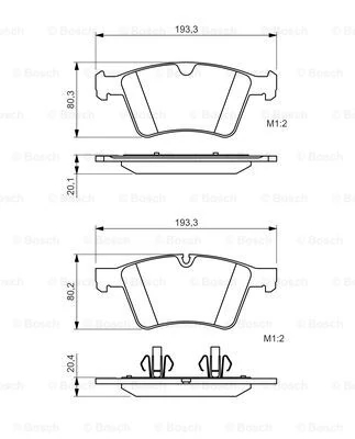 Комплект гальмівних накладок, дискове гальмо, MERCEDES GL/ML(164) "F "06-12, Bosch 0986494427