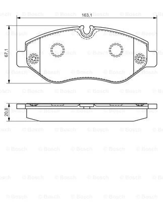 Комплект гальмівних накладок, дискове гальмо, VW Vito/Viano/Sprinter/Crafter ''F ''06>> PR2, Bosch 0986495098