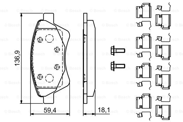 Дисковые тормозные колодки, комплект, Bosch 0986494725