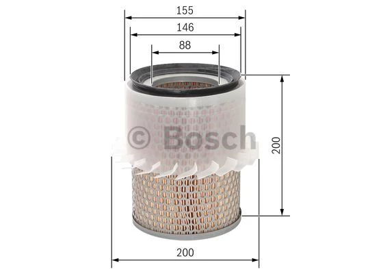 Повітряний фільтр, фільтрувальний елемент, MITSUBISHI Pajero 91-99, Pajero Sport 99-09, L200 96-06, L400 94-06, Bosch 1987429186