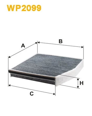 Фільтр, повітря у салоні, 45мм, вугільний фільтр, Mercedes A (W176), B (W246), CLA (C117), GLA (X156) Wix Filters (WP2099), Wix Filters WP2099