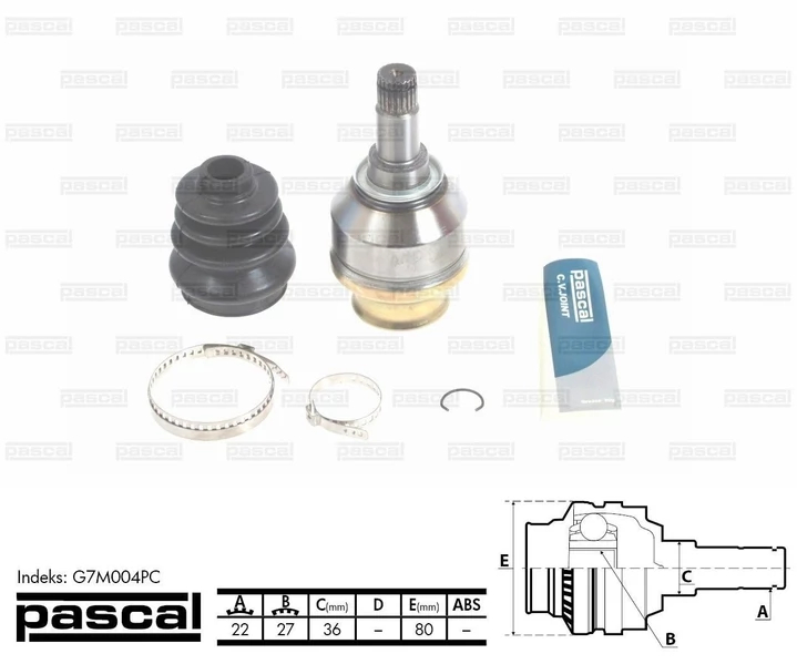 Комплект шарнірів, приводний вал, Pascal G7M004PC