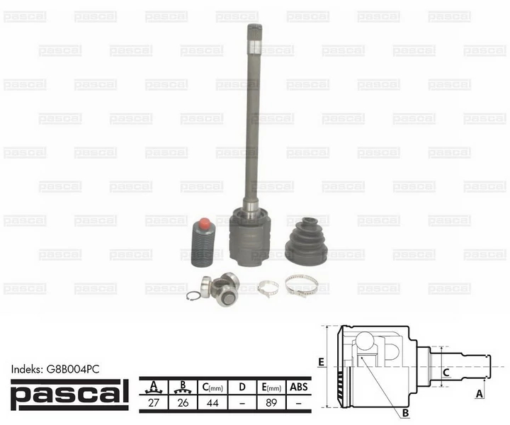 Комплект шарнірів, приводний вал, Pascal G8B004PC
