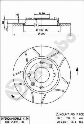 Гальмівний диск, Brembo 08.2985.75