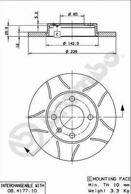 Гальмівний диск, Brembo 08.4177.75