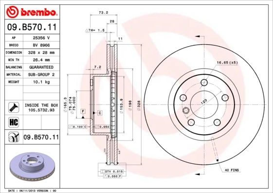 Гальмівний диск, Brembo 09.B570.11