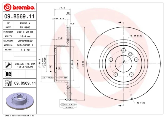 Гальмівний диск, Brembo 09.B569.11