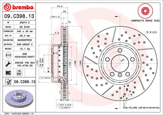 Гальмівний диск, Brembo 09.C398.13