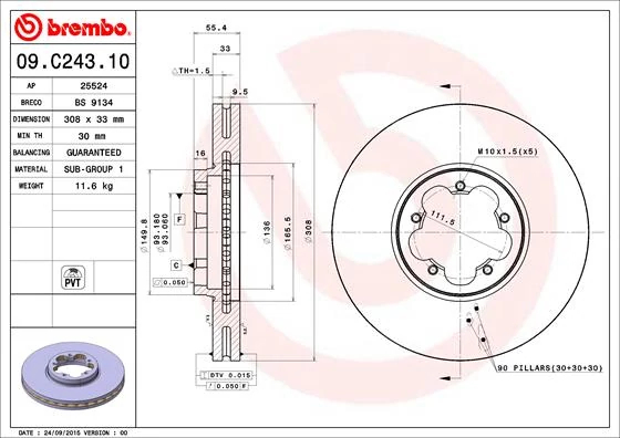 Гальмівний диск, Brembo 09.C243.10