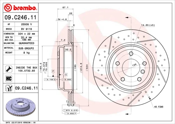 Гальмівний диск, Brembo 09.C246.11