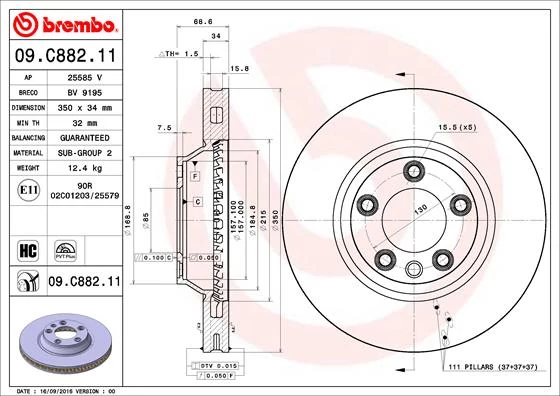 Гальмівний диск, Brembo 09.C882.11