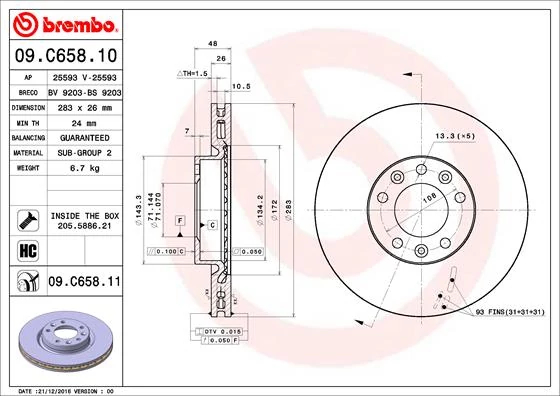 Гальмівний диск, Brembo 09.C658.11