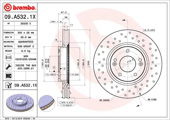 Гальмівний диск, Brembo 09.A532.1X