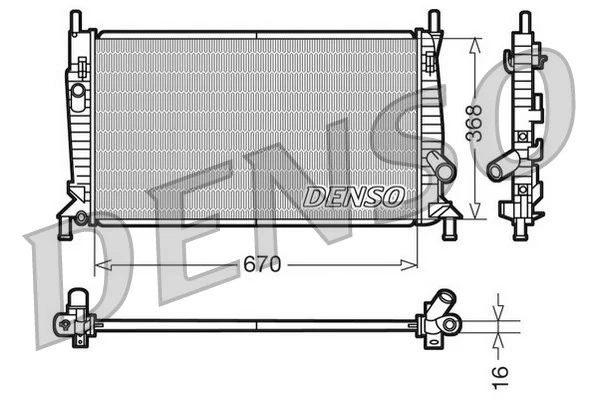 Радіатор, система охолодження двигуна, Denso DRM10075